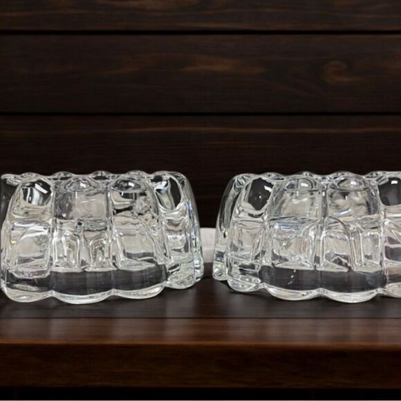 Vintage Princess House Clear Ribbed Round Crystal 3-Way Candle Holder Set - Picture 4 of 16